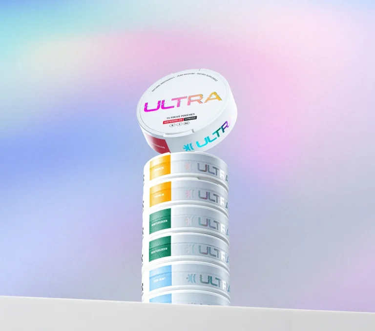 Stack of Ultra Pouches cans in every flavor